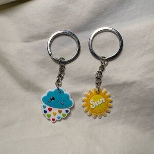 ☀️ Small Rain Cloud and Sun Keychain Bundle